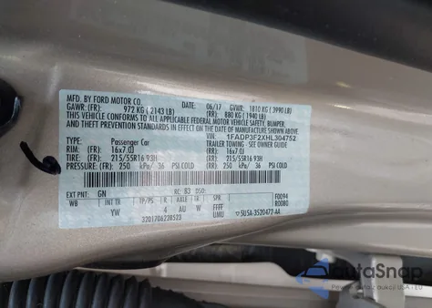 2017 Ford Focus Se из США, поврежденный, VIN 1FADP3F2XHL304752